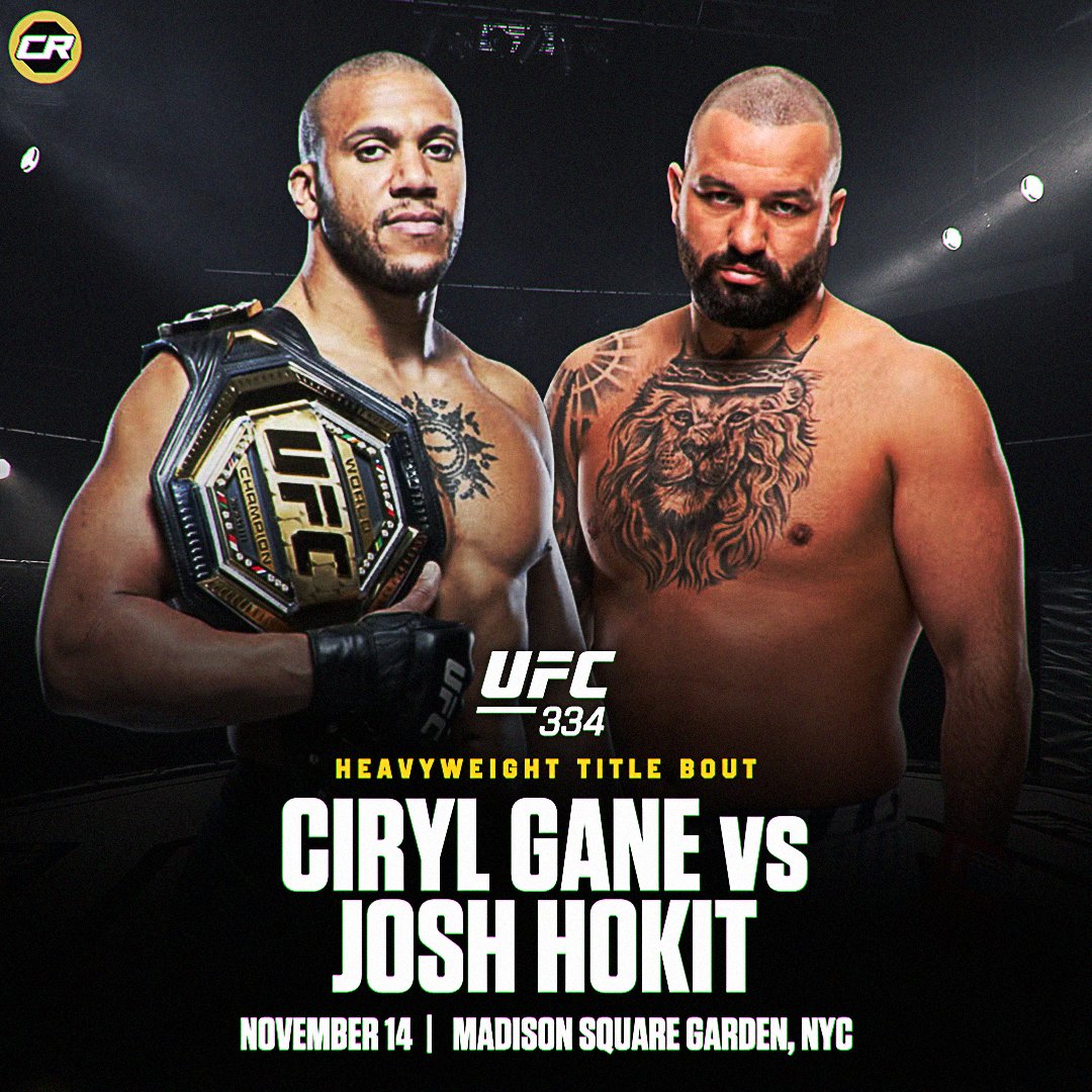 ChampRDS's tweet photo. 🚨 BREAKING: Ciryl Gane will fight Josh Hokit for the UNDISPUTED heavyweight title in the main event of UFC 334 on November 14 https://t.co/5wxK8fPRxu