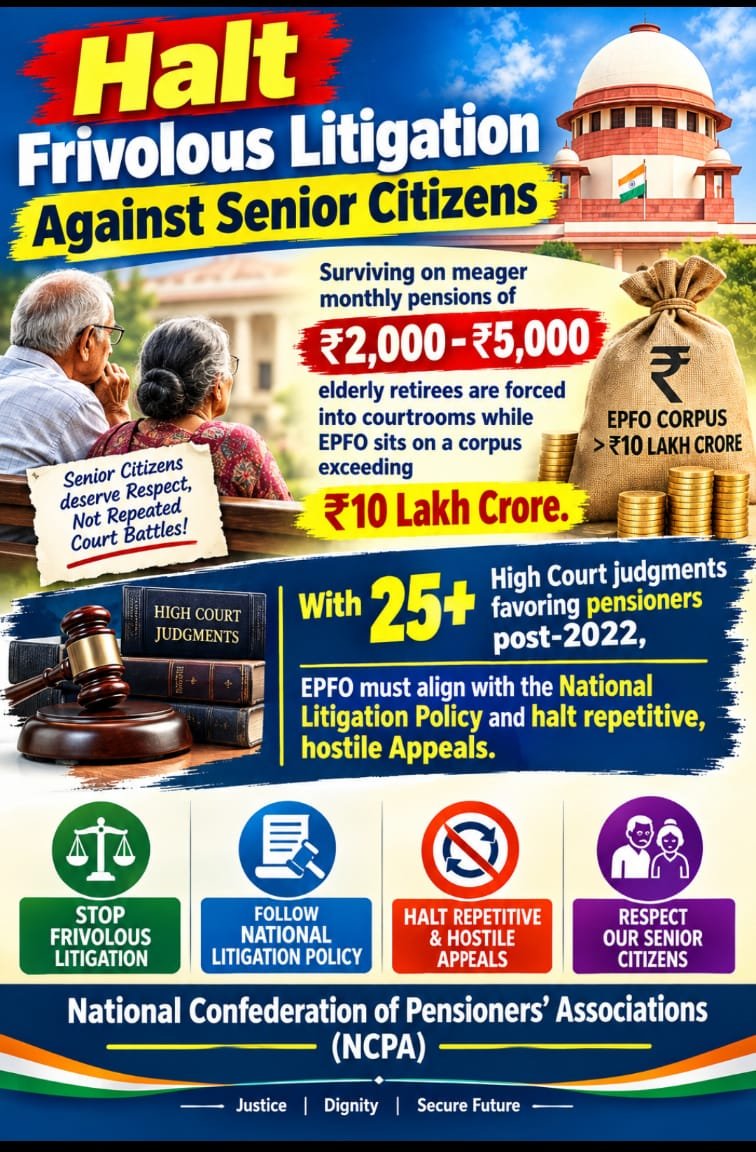 NCPApohw's tweet photo. 🔊 ​The EPS-95 Higher Pension isn’t a concession—it’s our Statutory Right. 

Judicial mandates must be honored transparently. End the procedural delays and uphold true social security for pensioners.

@socialepfo
@officialepfo
@labourministry
@PMOIndia https://t.co/r7jB68I0T5
