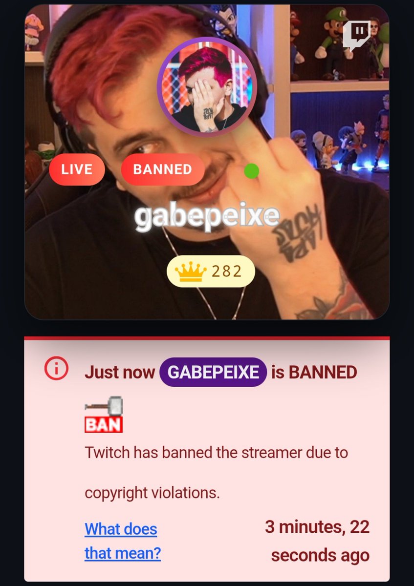 Portaldasinfo's tweet photo. 🚨 Gabepeixe é banido da Twitch após PIRATEAR “THE MENTALIST” em live!

O streamer Gabepeixe estava transmitindo episódios de O Mentalista durante transmissão na Twitch, levando a um banimento da plataforma por violação de direitos autorais. 🚫 https://t.co/FvmBQovsX0