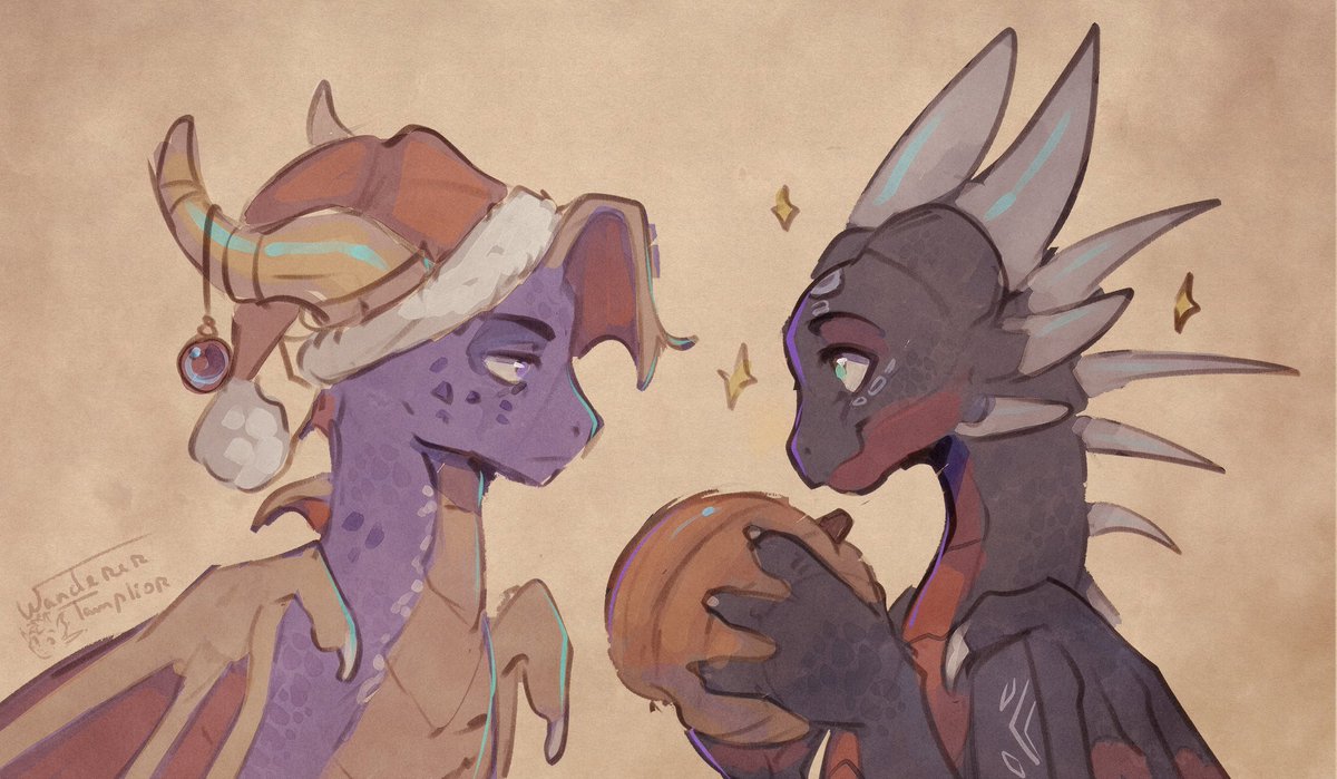 Tamplior's tweet photo. Cynder is too eager for the spooky season, while Spyro can't wait for this year to finally be over. https://t.co/w8e1mn9jUq