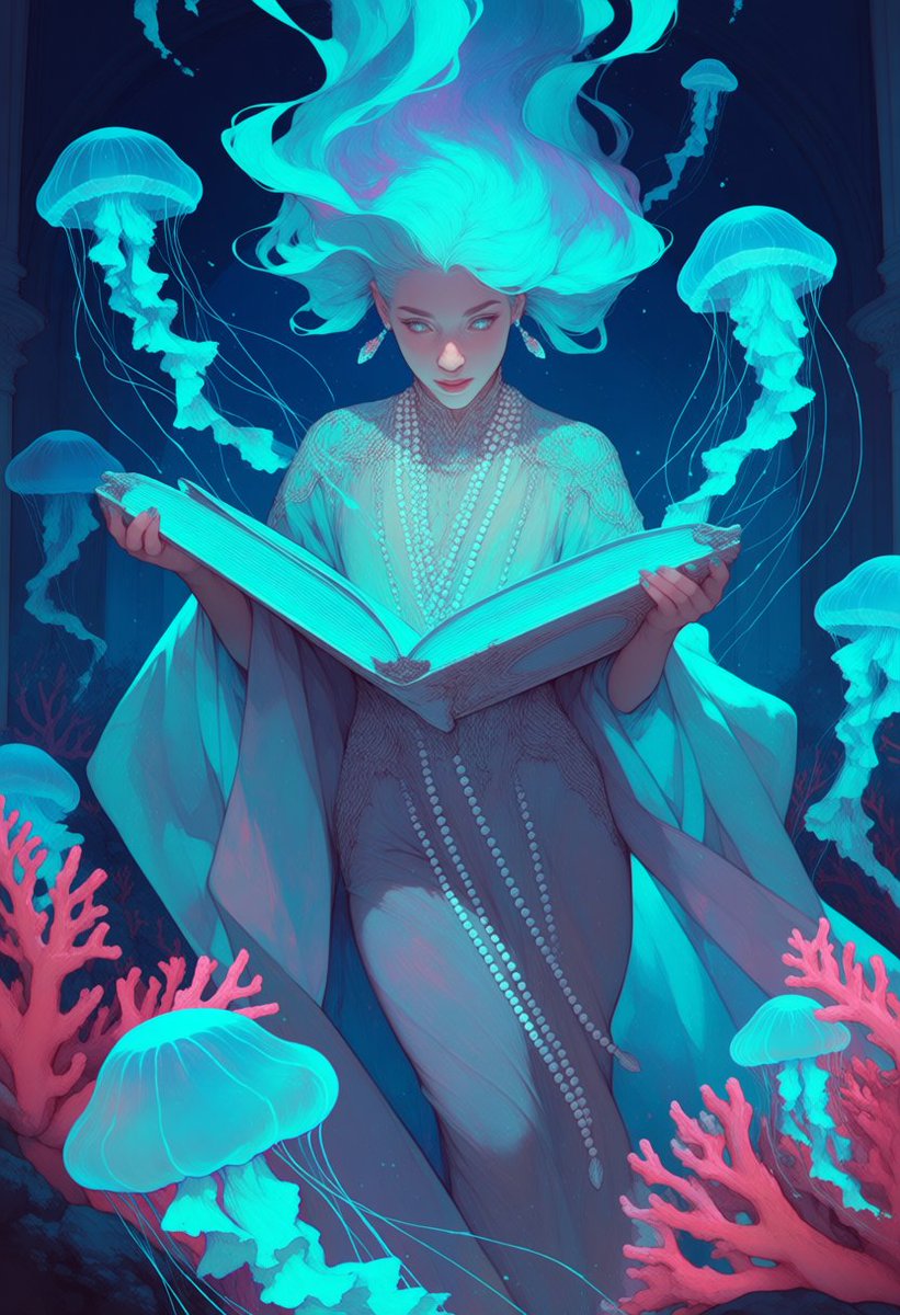 my_racer's tweet photo. Drowned in velvet, crowned in light,
She dances through the aquatic night.
A heart of coral, a mind of foam,
The endless blue is her only home. 

🪼 created with @DedgoroArt
.
.
#dedgoroart #jellyfishart #oceanart #aiart #aigeneratedart https://t.co/KSr55DjtQA