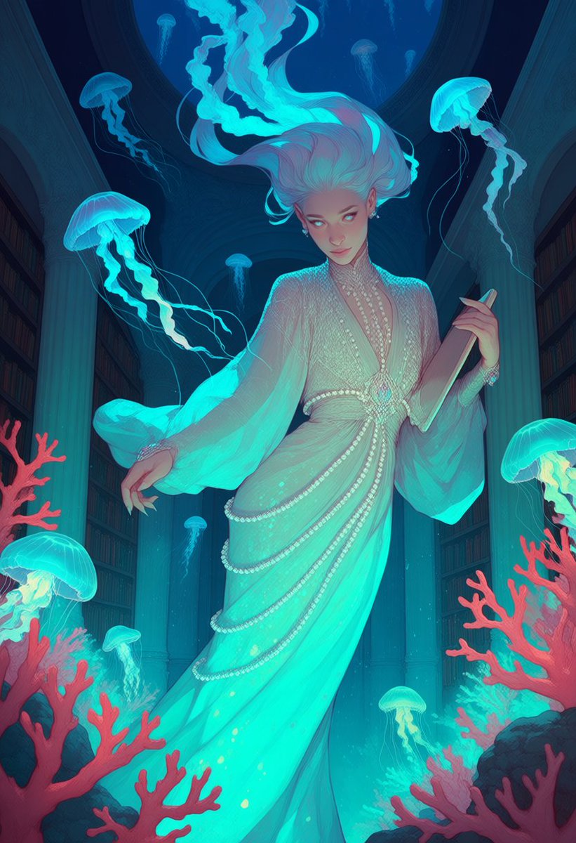 my_racer's tweet photo. Drowned in velvet, crowned in light,
She dances through the aquatic night.
A heart of coral, a mind of foam,
The endless blue is her only home. 

🪼 created with @DedgoroArt
.
.
#dedgoroart #jellyfishart #oceanart #aiart #aigeneratedart https://t.co/KSr55DjtQA