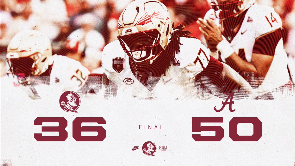 FSUFootball's tweet photo. Final. 

#NoleFamily https://t.co/KOxXprzfu8