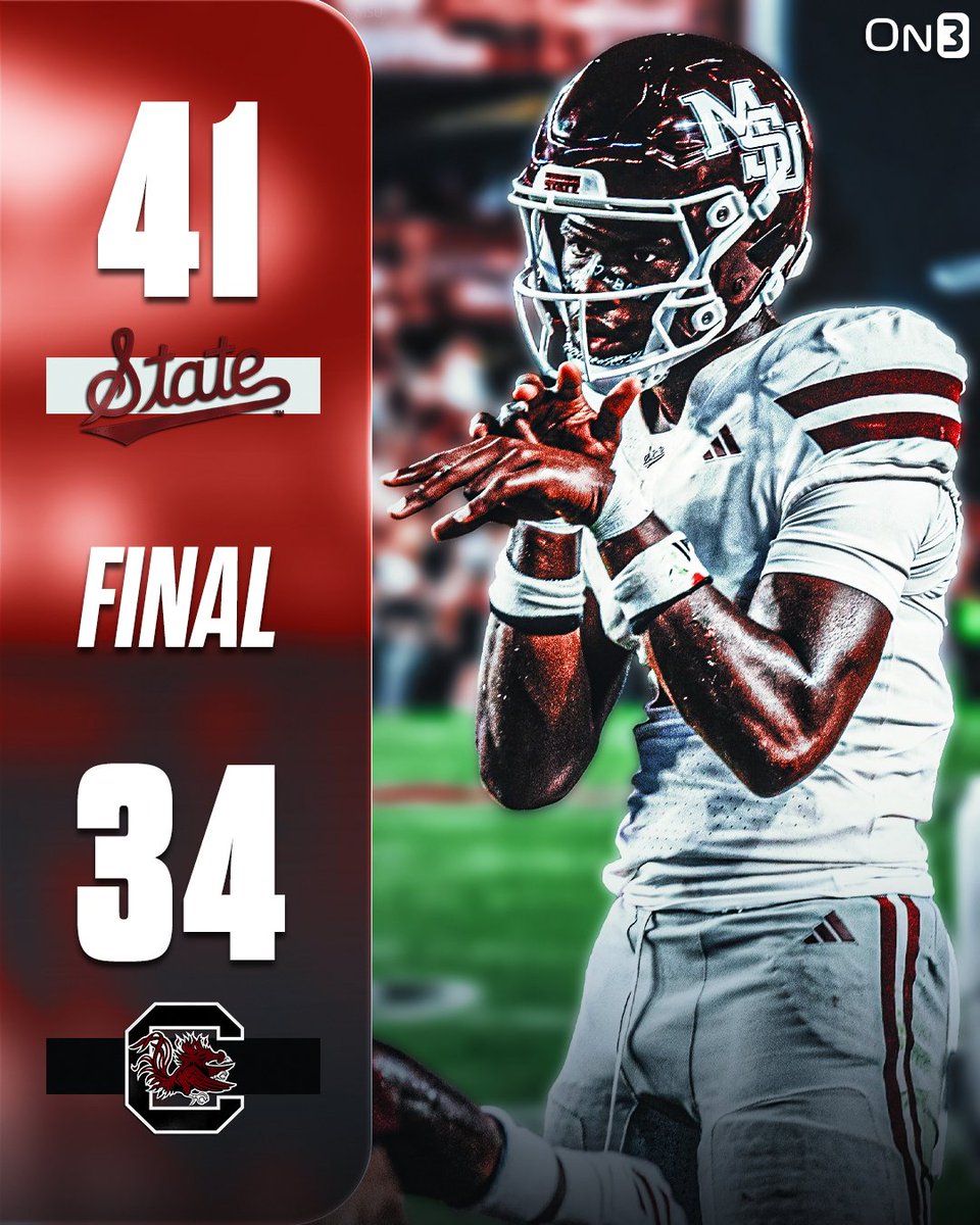 On3's tweet photo. Mississippi State takes down South Carolina in Columbia to improve to 3-0🐶

https://t.co/TTzJ6aREij https://t.co/3WUUB8YxQ5