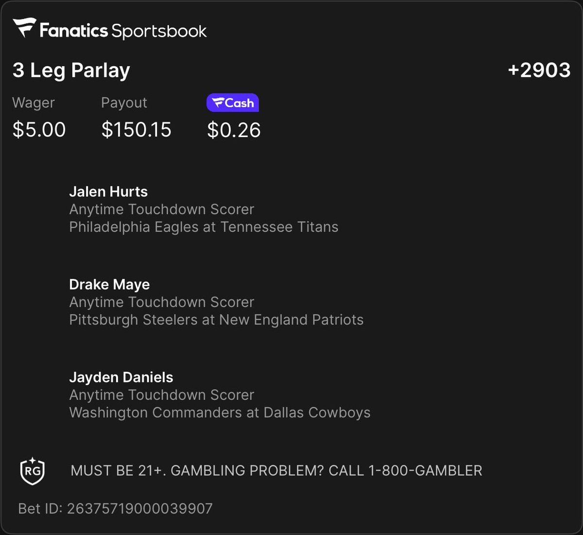 hazardzerosmh's tweet photo. @FanaticsSports Let’s go! QB parlay https://t.co/AfYxUlFYIM