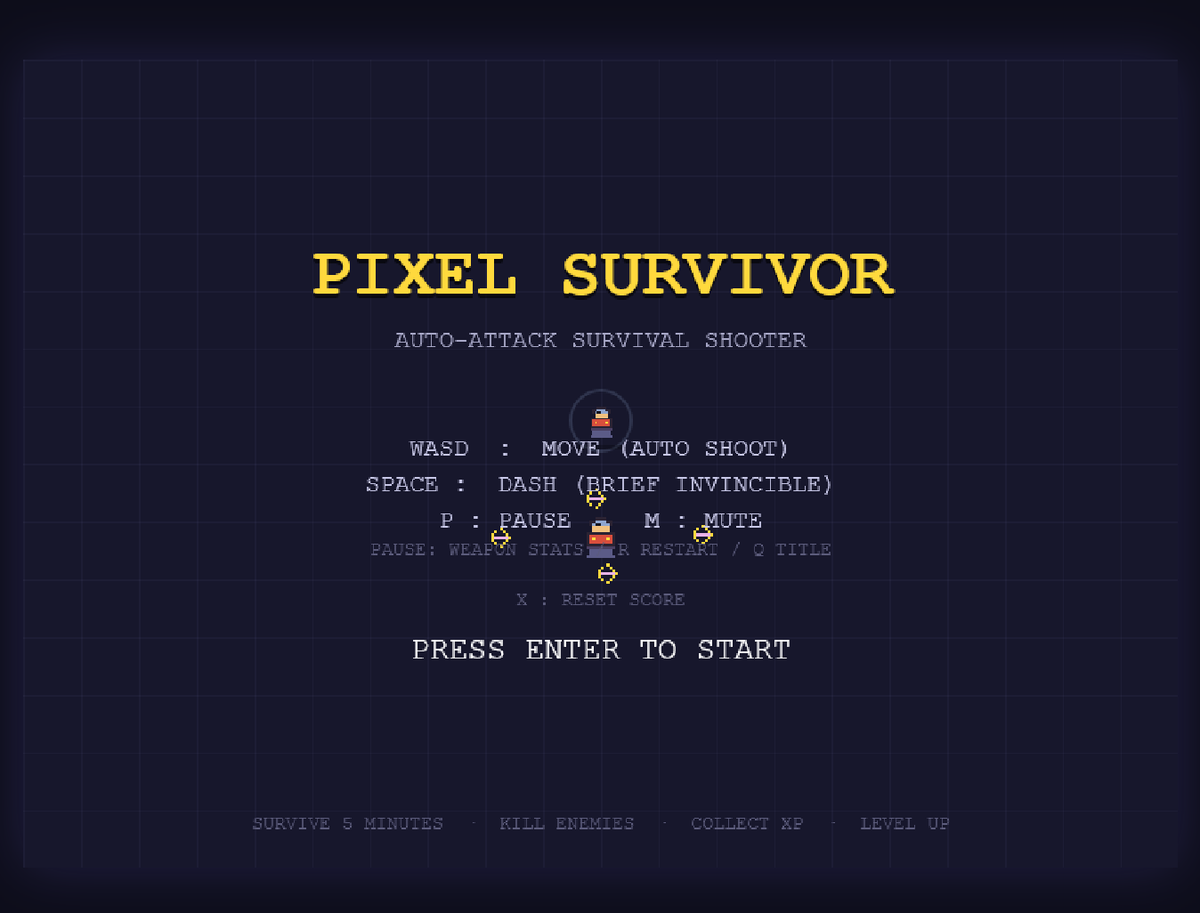 dew_dew's tweet photo. "LLMでゲームを作る"人が多いけど、あんまりどういったゲームができているのか見えなかったので、自分でやることにしました。

Qwen3.8-27B+opencodeでコード、アセット、音まで作成しています。
Vampire Survivorライクのシューティングゲームです。
https://t.co/h1RIA2Dksh https://t.co/7vz3SotjO9