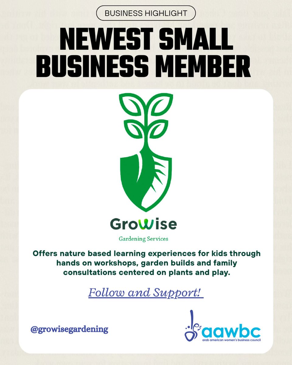 JamesRight987's tweet photo. Please join us in welcoming our newest small business member, Grow Wise Gardening Services. Based in Michigan, Grow Wise Gardening Services LLC is on a mission to reconnect kids and families with the natural world through engaging, hands-on https://t.co/4oBb7f4vv5