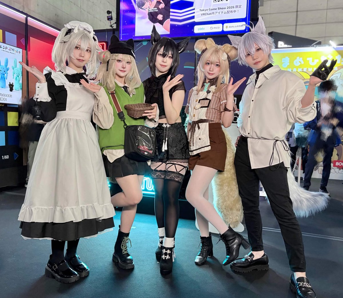 VRChat_JP's tweet photo. このあと13:00から、VRChatブースで公式コスプレイヤー撮影会📸
最終日は5名全員集合です！

しんたやさん（@shin_taya_VRC）／狛乃-Komano-
甘音のちさん（@dekanochan）／キプフェル
Tanyaさん（@Tanya_JP）／ミルティナ
いっささん（@issa0lin5）／Lasyusha〈ラシューシャ〉
雨乃たろるさん（@taroru_3）／マヌカ

🕐 13:00〜13:30
📍 幕張メッセ ホール8・08-N08

#VRChatTGS2026 #TGS2026