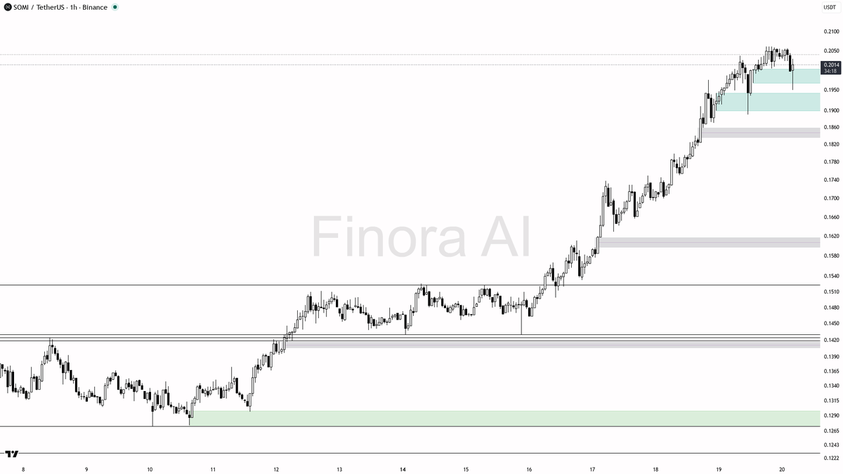 📈 $SOMI 2.8x volume spike confirms buying pressure – structure holds bullish

- my bias is bullish here on the 1h while price holds the last higher-low structu