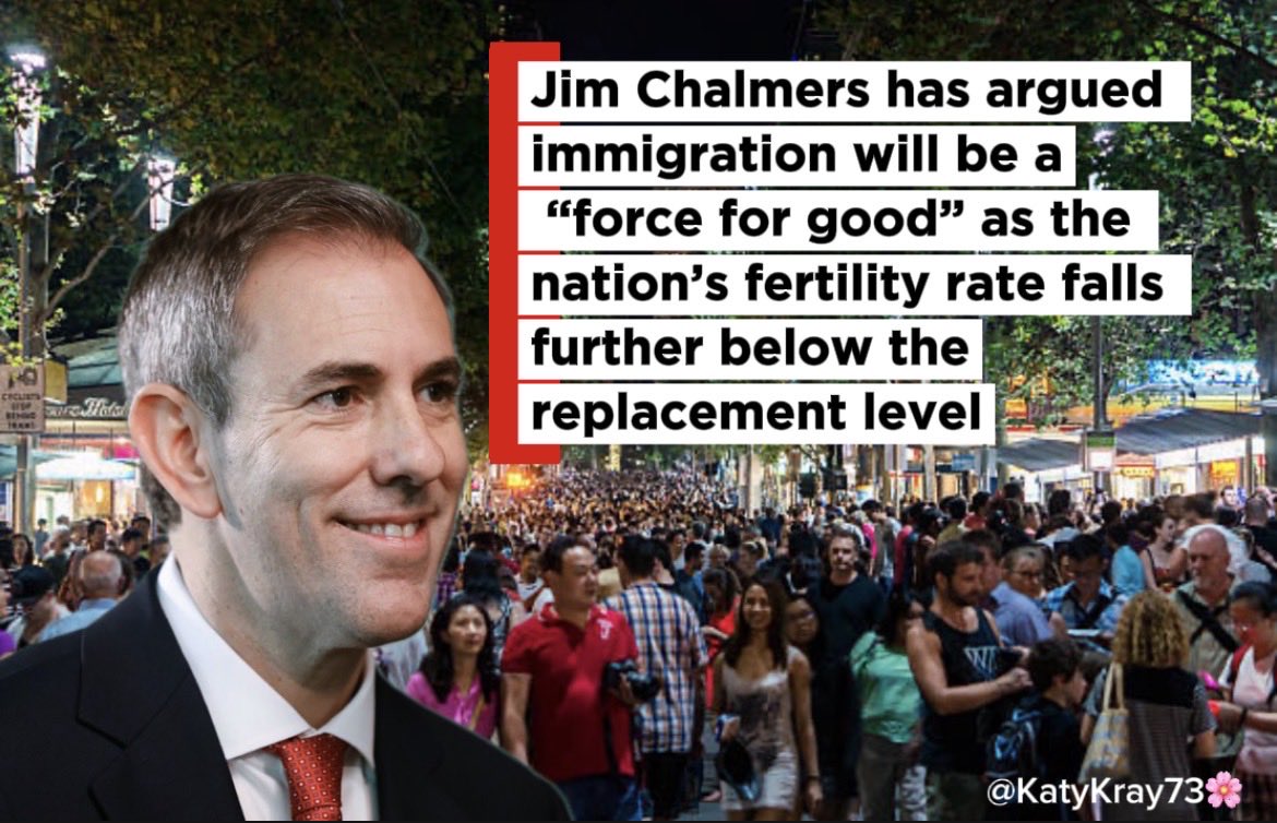KatyKray73's tweet photo. A collapsing birth rate is not a green light for more migration. It’s an indictment of the country you’ve created.

Young Australians aren’t having kids because housing is wrecked and the cost of living is brutal. 

Your answer is to import more people, drive rents higher, jam hospitals and schools, and call it a plan.

Migrants age too. This isn’t a fix. It’s a treadmill that never stops.

Stop replacing the population. Start making it possible for Australians to have families.