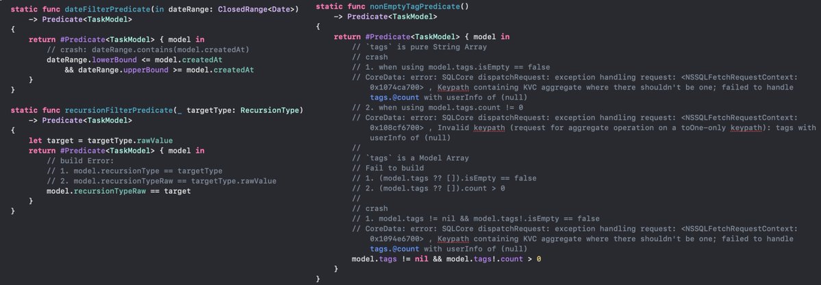 itsuki68391179's tweet photo. I just published SwiftData: Some Predicates that Look FINE but Error on build or Just CRASH! 
#iosdev #swiftdata
https://t.co/ppaZspqxma https://t.co/QMPymzwGlk