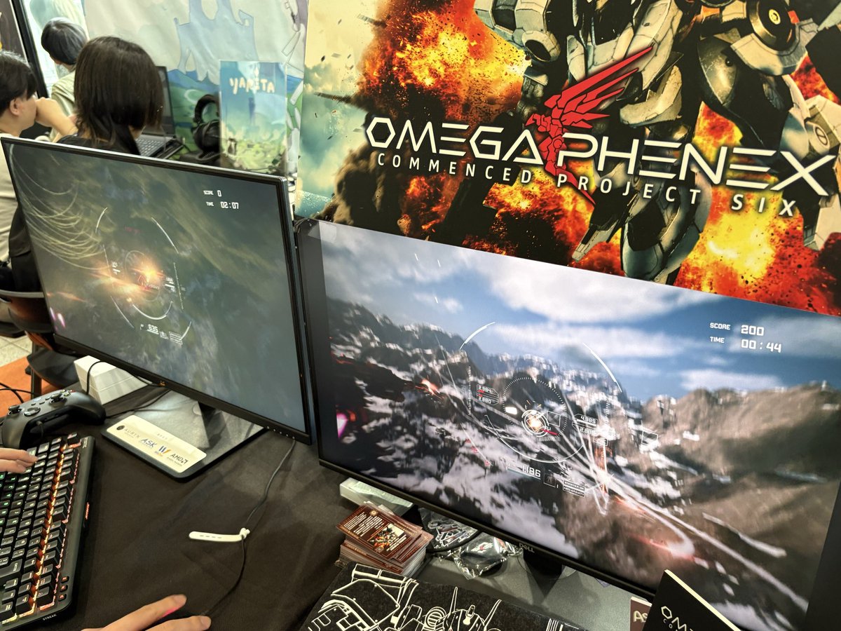 surumemanzyu's tweet photo. #TGS2026 記念撮影する暇が無くぬるっと始まってしまいましたが、4日目も開催中です。
既に続々と高難易度モードに挑戦される方がいらっしゃっいます。
#オメガフェネクス https://t.co/60fmU3mB6k
