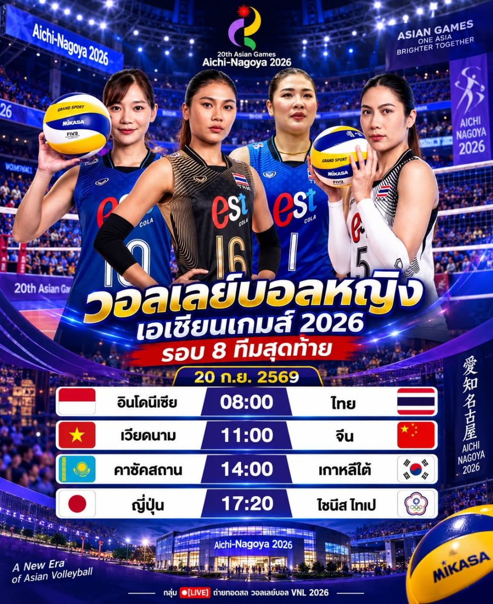 KU_TH789's tweet photo. 🔴Live สด
🏐วอลเลย์บอลหญิง เอเซียนเกมส์2026 (รอบ 8 ทีมสุดท้าย)
⏰ วันนี้ เวลา 08.00 น.
🇹🇭ทีมชาติไทย 🆚 อินโดนีเซีย🇧🇪

📺ชมสดทุกคู่ทุกแมตช์ ที่นี่ ดูฟรีตลอดชีพ !!
👉 https://t.co/CZN1mUg1b0
📌หรือ @205dvswl (มีแอดนำหน้าด้วยนะคะ)
.
#DooBallFree #วอลเล่ย์บอลหญิง #VNL2026 #ทีมชาติไทย https://t.co/WY4L7mLh0D