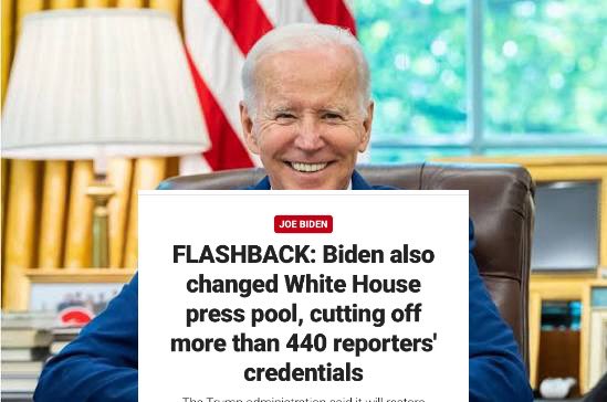 clerpatriot's tweet photo. Biden revoked press passes for 440+ journalists and no one batted an eye.

Trump revokes access for a couple of networks and it’s the death of the First Amendment.

The standard isn’t press freedom. 

The standard is who’s in office. https://t.co/Tr543cwfNe