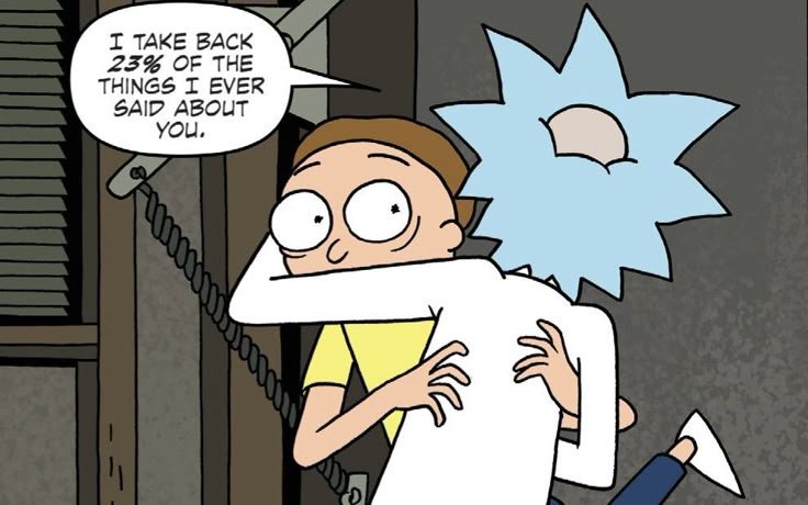 00zi4's tweet photo. Tw mention of suicide attempts

So evil morty has an alarm for when evil rick trys to kill himself.

Imagine Rick getting alarm for
When morty trys attempting. https://t.co/XjzQ4MpwwI