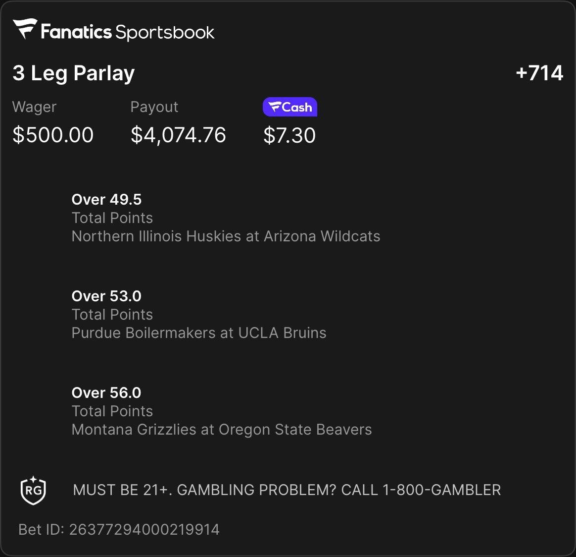 sharpboyjon's tweet photo. 10pm overs. Let’s see if we can get 3 tickets cashed today for college!

@Playbook https://t.co/kTgL5023kV