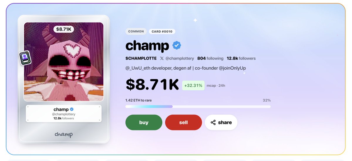 ChampLottery's tweet photo. Just launched my first card on @joinOnlyUp 

First test fair launch, zero holding - 0x9e66eba92634be9689e682979c65189a5939a20a

All fees from cards on platform going to pump main token $ONLYUP (not launched yet, follow @joinOnlyUp) https://t.co/M4rLmR1rFj