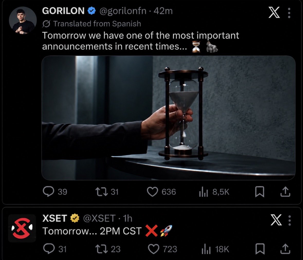 userisstack's tweet photo. 🚨| Gorilon &amp; XSET have a announcement tomorrow.

This is about to be massive. https://t.co/PuBSEF6eby