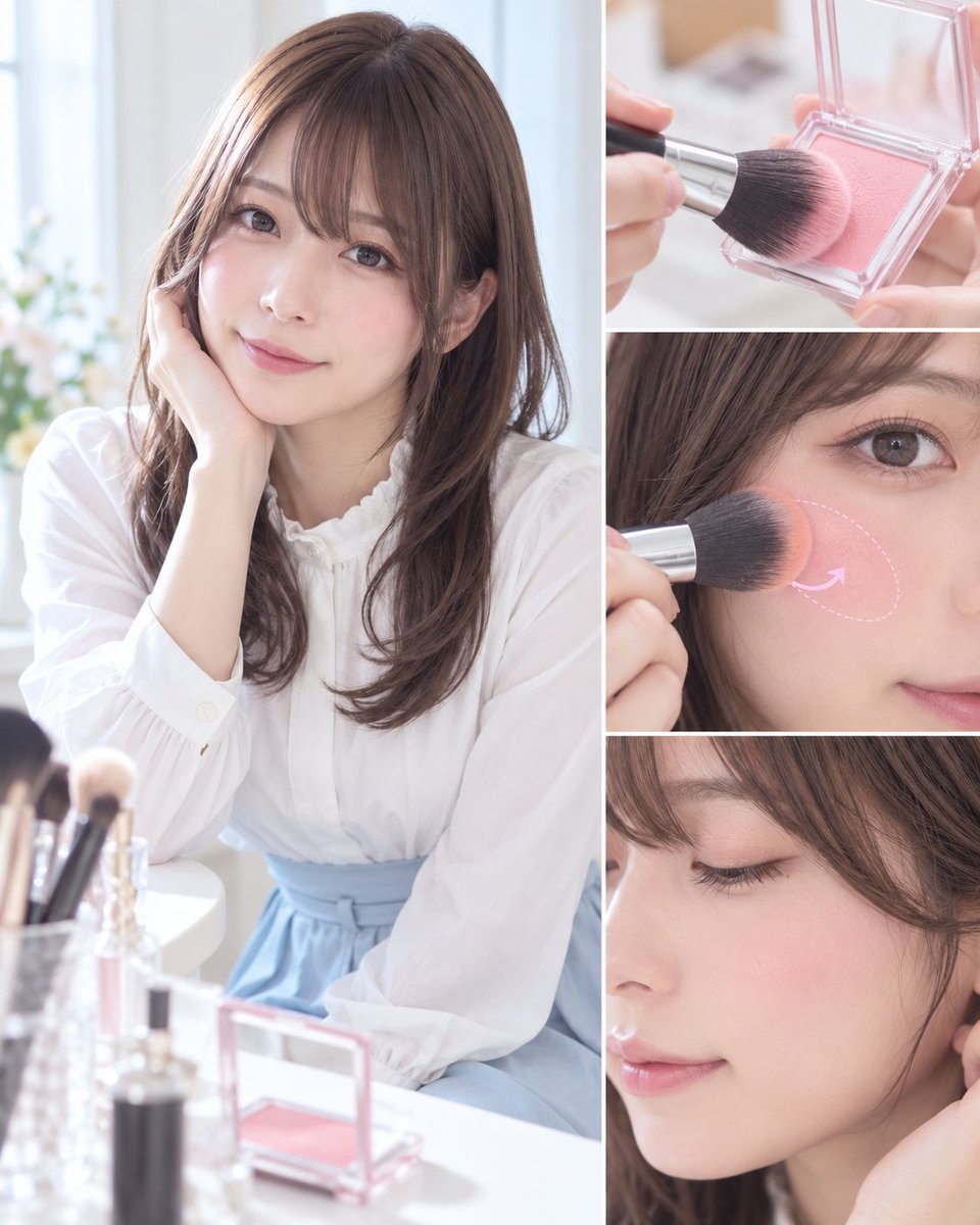 HINAJosouCode's tweet photo. 清楚系メイク、チークは「広げすぎない」とまとまりやすいです🌸

・黒目の外側〜頬骨あたりに薄く
・少量ずつ重ねる
・境目はしっかりぼかす
最初から濃くせず、鏡で少しずつ調整すると安心✨
メイク前に保存を。
#女装初心者 #女装メイク https://t.co/T1xCWIUEgx
