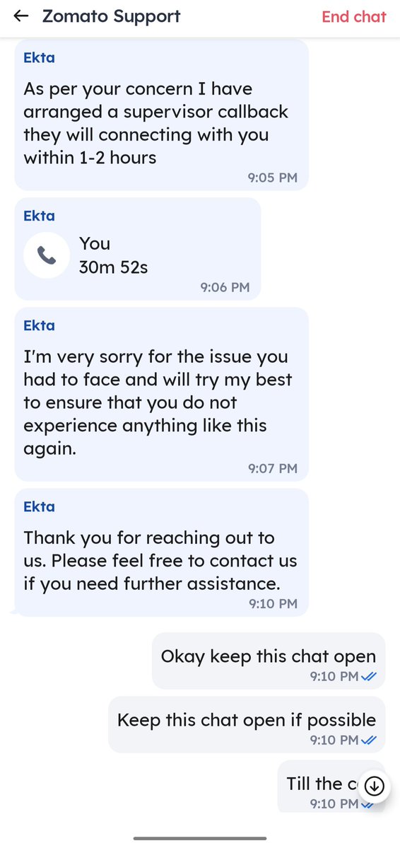 Varunte89415228's tweet photo. @zomato @zomatocare For this order: 8620103488 I was assured that I will get a callback within 2 hours by your team but it has been 12 hours still no response I have serious issue with food which I have shared already with the team but they are not providing answer #zomato #food https://t.co/FQQ2WVCoQl