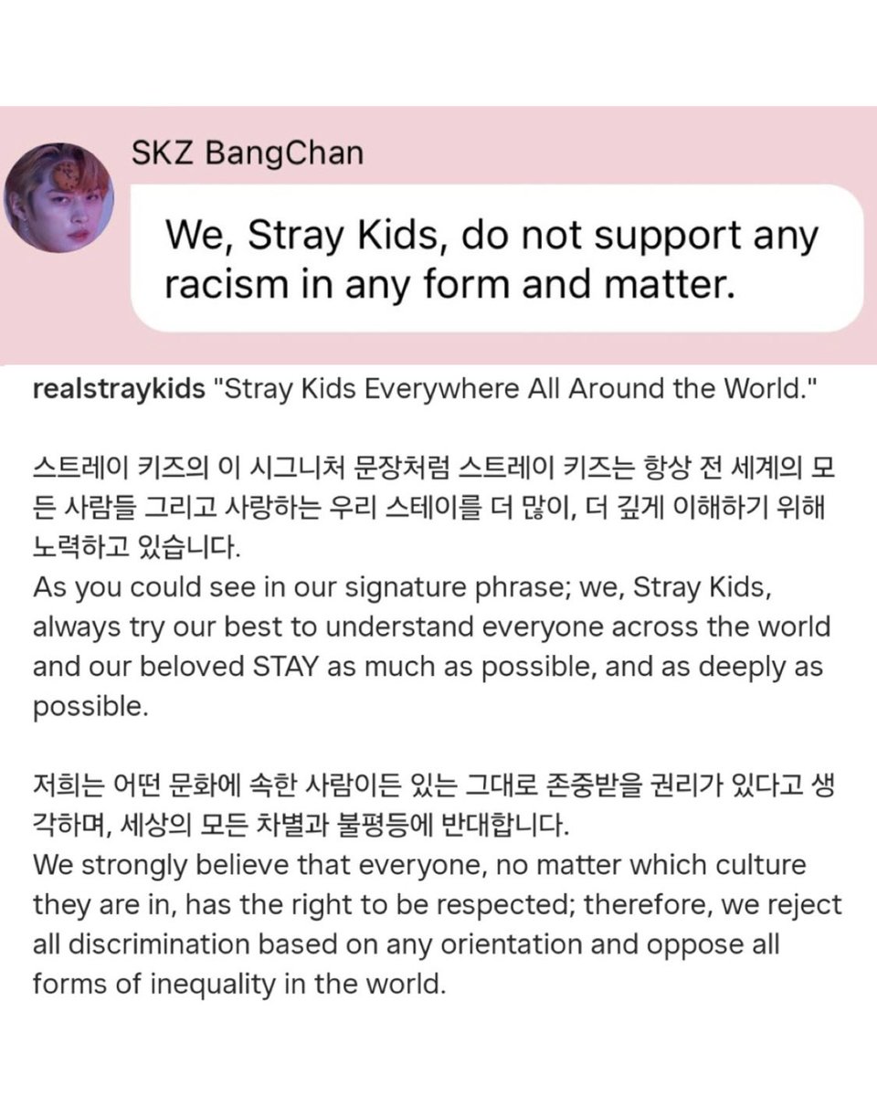 Chan_Protection's tweet photo. 🚨 | Do not EVER use BC's image to spill hatred when he has explicitly stated that discrimination has NO SPACE in SKZ or its fandom. 

This shameful behavior goes against everything BC believes in and stands for. https://t.co/GP2rnR7Esl