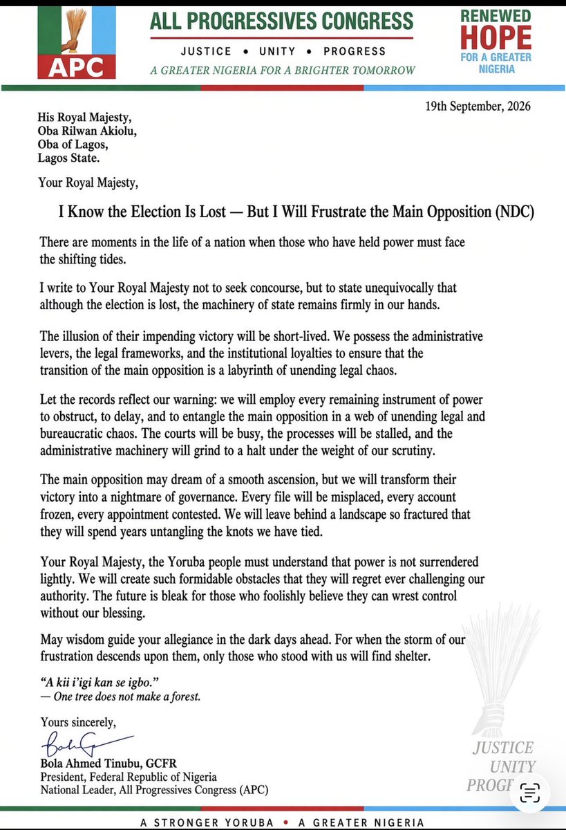 dangbanamanager's tweet photo. Bola Tinubu has confirmed his fear about the coming elections. https://t.co/ceqrruxjj3