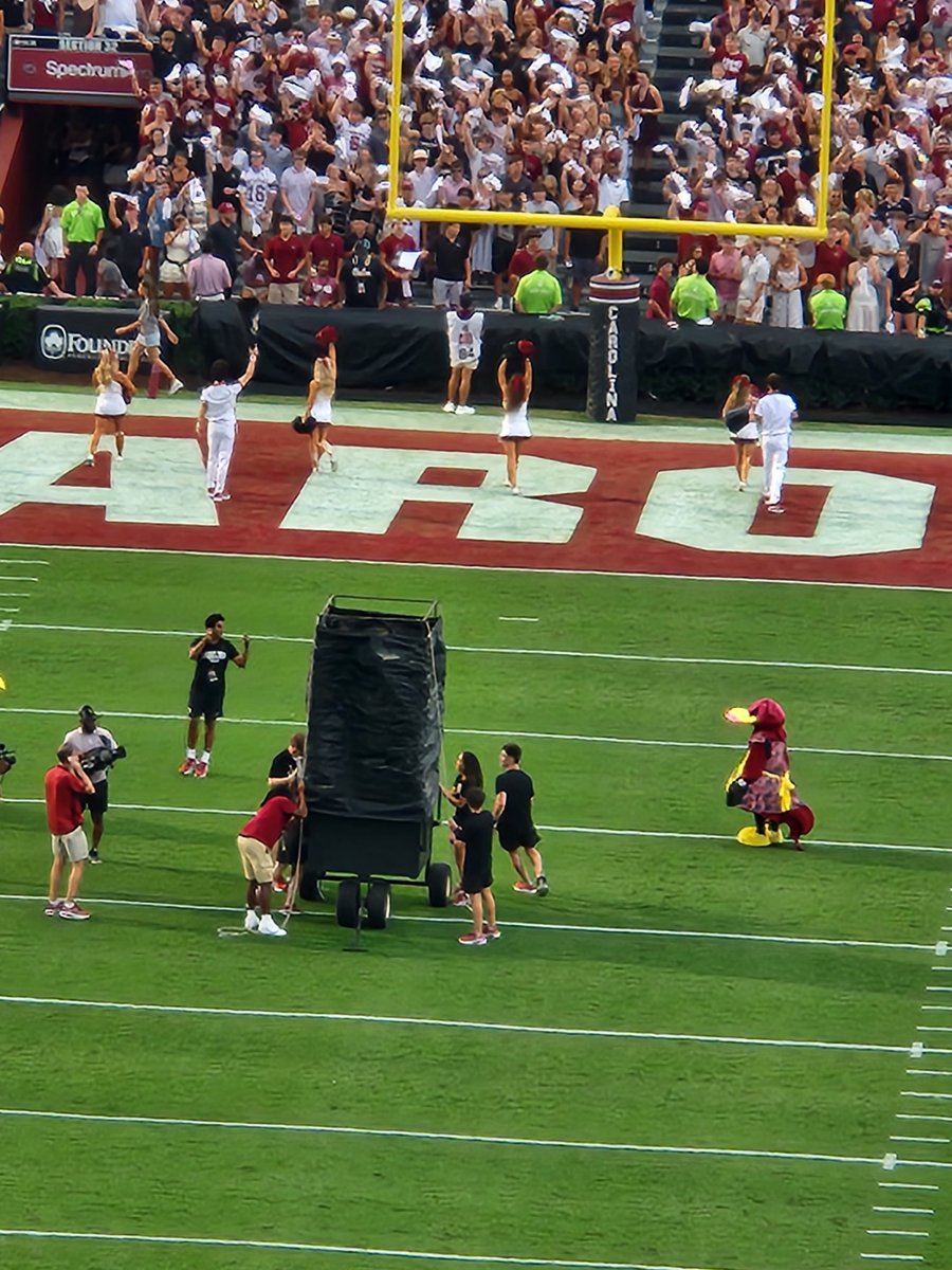 ChrisTrainorSC's tweet photo. The one, true and very proper Cocky entrance: The shower curtain. #Gamecocks #showercurtainforever https://t.co/RnwC9se2eF
