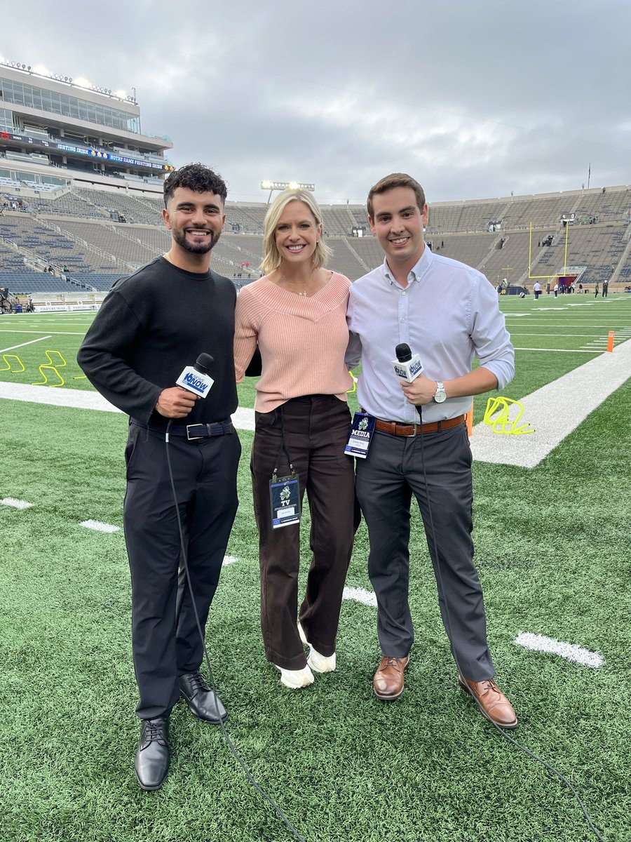 NBCSportsPR's tweet photo. NBC Sports’ @KathrynTappen speaks with @BreidyTV and @Isaiahdunn22 of @16NewsNow ahead of Notre Dame hosting Michigan State

Pre-game coverage begins with College Countdown at 7 p.m. ET on NBC and @peacock https://t.co/qRp8X4VmmO