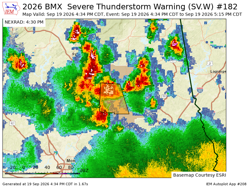 FayCoALARC's tweet photo. BMX issues Severe Thunderstorm Warning [wind: 60 MPH (RADAR INDICATED), hail: <.75 IN (RADAR INDICATED)] for Tallapoosa [AL] till 5:15 PM CDT https://t.co/2RKwwIphgk https://t.co/6D79dmtApT