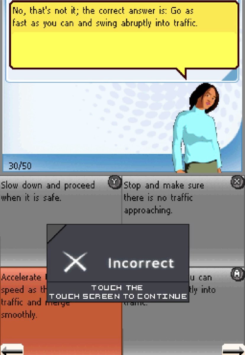 lispeaks_'s tweet photo. causing a 12-car pileup on the interstate thanks to the help of Driver's Ed Portable (2008) for Nintendo DS https://t.co/BTpCIcCloH
