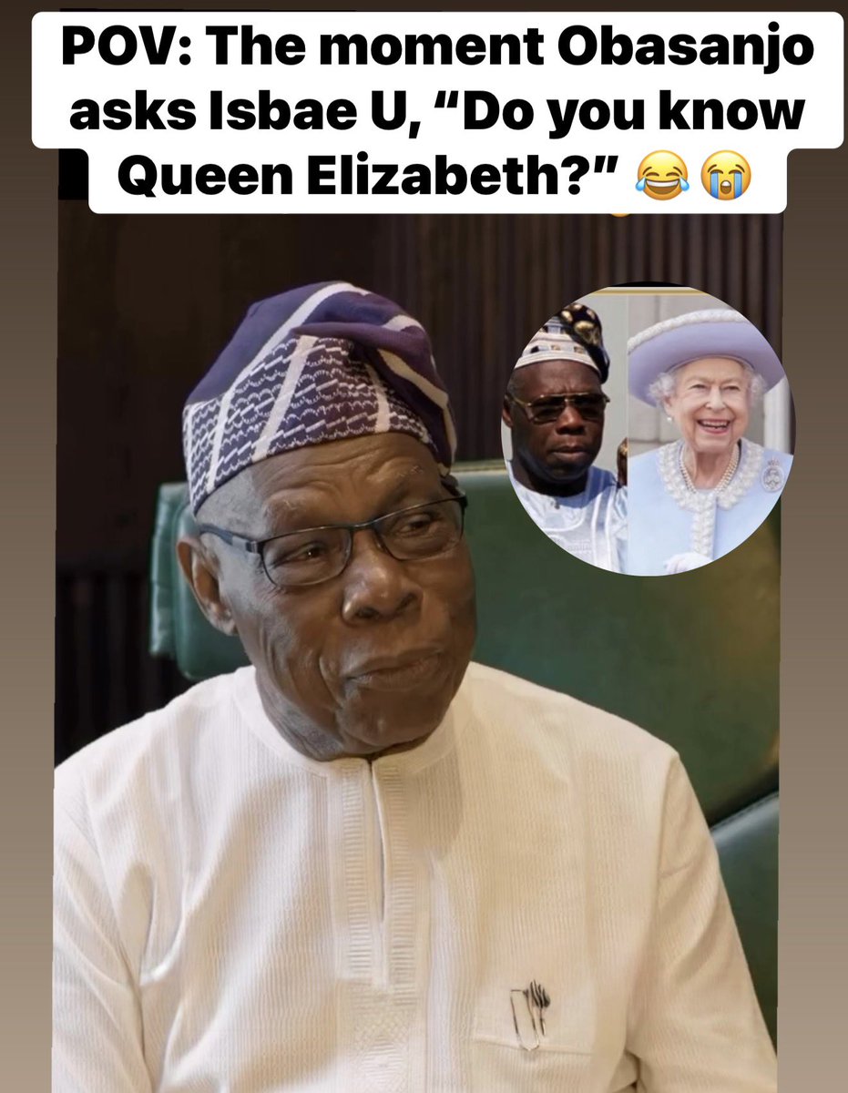 LoloOlaedo's tweet photo. POV: The moment Obasanjo asks Isbae U, “Do you know Queen Elizabeth?”
Isbae U fires back with CARTEREFE, Poco Lee, Rahman Jago & Tunde Ednut!
This interview was NEVER going to be normal!
Did you see that comeback coming?
#IsbaeU #Obasanjo #CuriosityMadeMeAsk #Carterefe https://t.co/Kgo0RxeANf