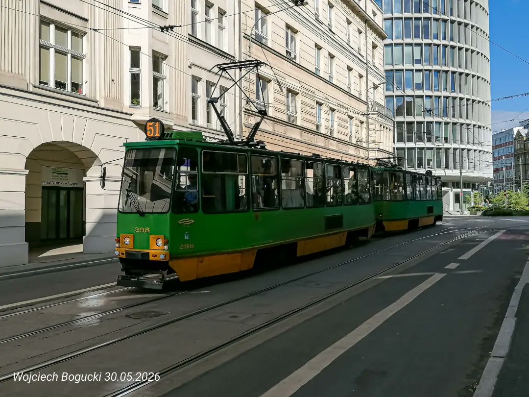 IrenaTaverwt's tweet photo. Farewell to Poznań’s 105Na trams 12/14

The final photo from the farewell event for Poznań’s 105Na trams. Taken in the city center, at one of the most interesting spots along special line 51. Set 298+299 was the last pair needed to complete my https://t.co/ajJ4dEwHTf