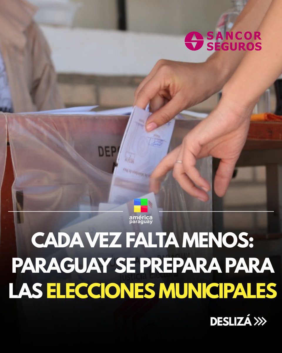 AmericaTVPy's tweet photo. 🗳️ Cada vez falta menos para las elecciones municipales

📌 Este 19 de septiembre vence el plazo para la conformación de las Mesas Receptoras de Votos, un paso clave para la jornada electoral.

📋 Además, ya finalizó el periodo para la difusión de encuestas de opinión.

📦 Desde este lunes 21 de septiembre comenzará la distribución de los kits electorales, máquinas de votación y demás materiales, proceso que se extenderá hasta el 3 de octubre.

🇵🇾 Las elecciones municipales se realizarán para definir a las autoridades que ejercerán el periodo 2026-2031.

#AméricaTVPy #EleccionesMunicipales
