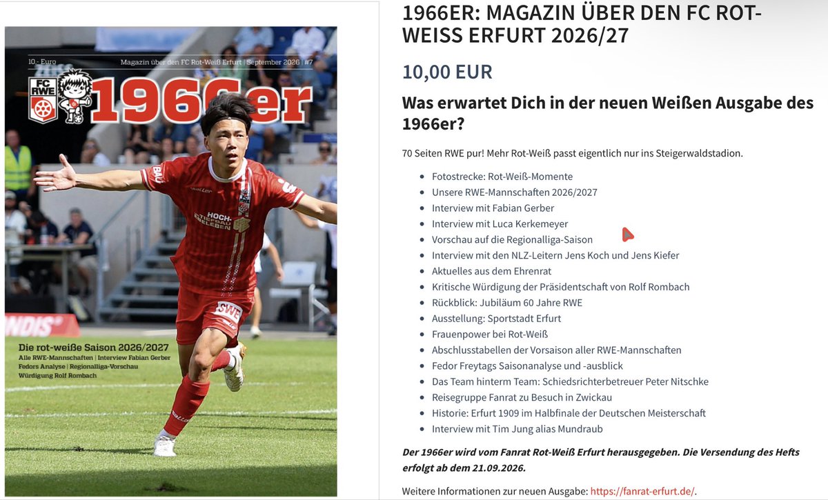 FedorFreytag's tweet photo. Das neue Heft des „1966er“ erschien gestern. Ich hatte die Ehre zwei Texte beisteuern zu dürfen. Auf meine Anregung hin auch einen über Rolf Rombachs Zeit als Präsident unseres Vereins. Die man nicht allein nach ihrem unglücklichen Ende beurteilen darf.
https://t.co/wVnK0RCEVm https://t.co/u3bBsptGdD