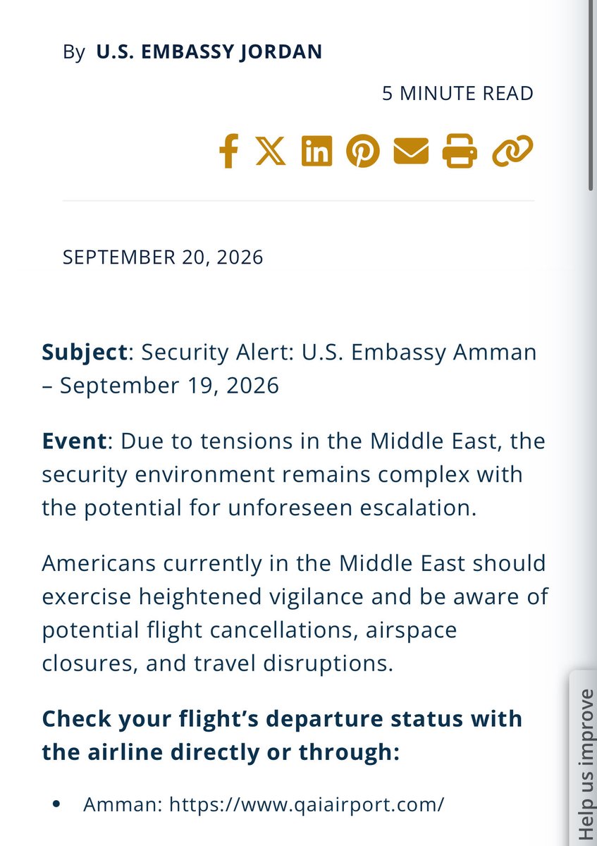 cym27s's tweet photo. The U.S. embassies in Beirut, Kuwait, Amman and Manama have also issued similar security alerts https://t.co/bMYT0Jk1pa