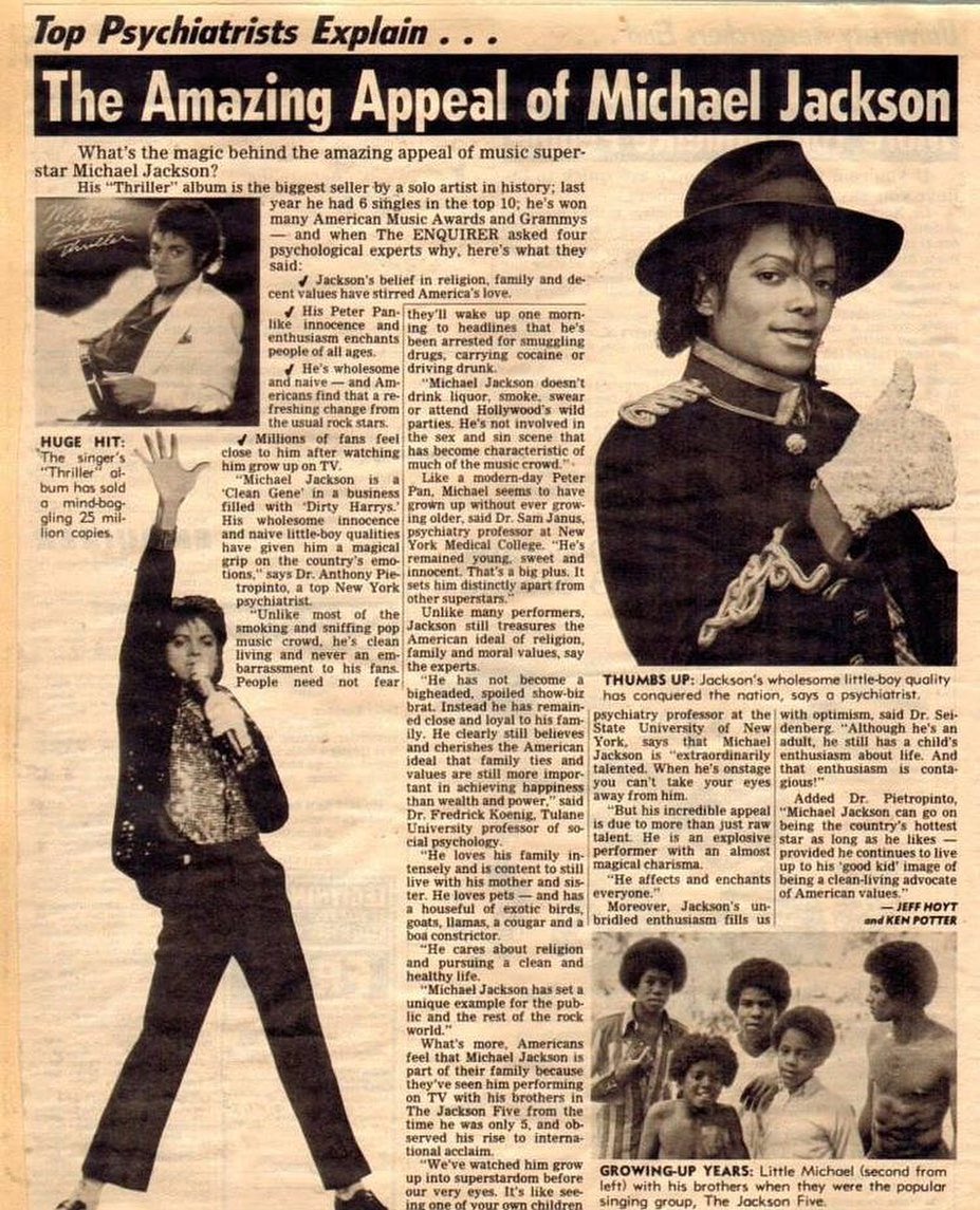 yofuiaquella's tweet photo. Top Psychiatrists Explain . . . The Amazing Appeal of Michael Jackson. https://t.co/za0nf3uVbj