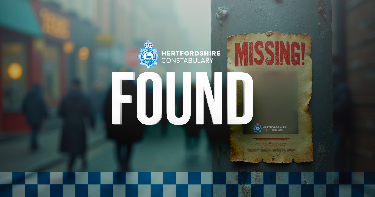 HertsPolice's tweet photo. Good news, missing Amari has now been found. Thank you for sharing our appeal. https://t.co/rcZpfAHwN2