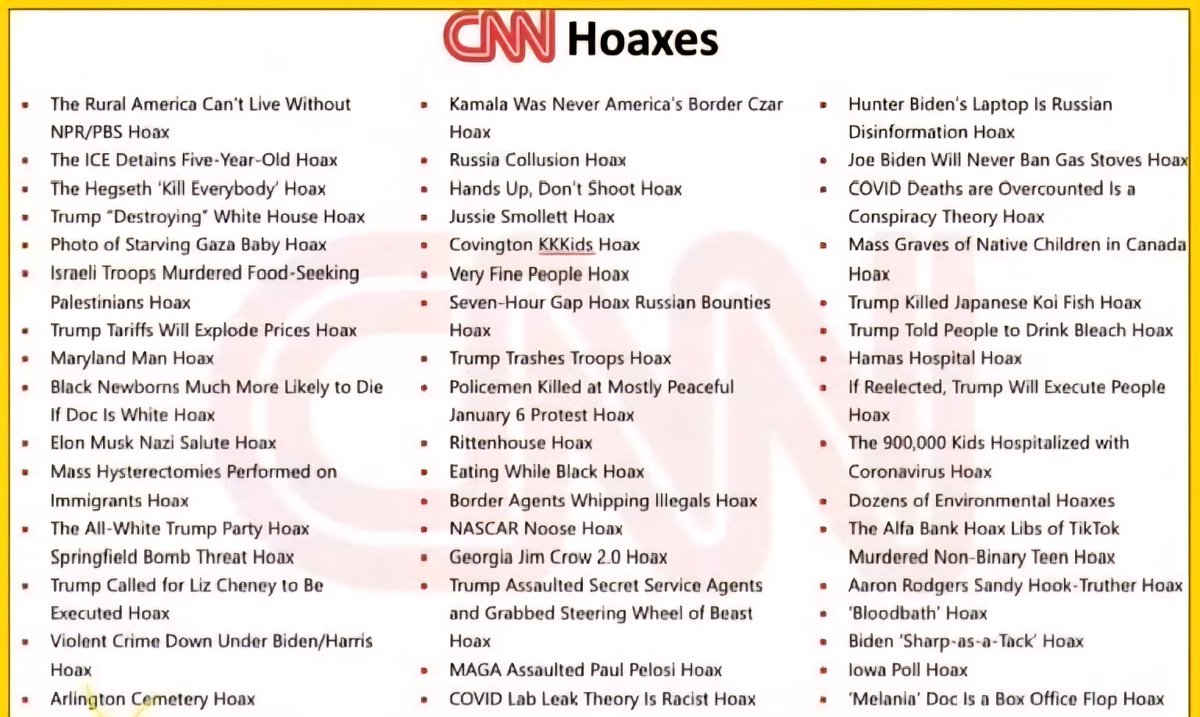 AmesStraight's tweet photo. President  Trump released the receipts on CNN showing just how many times they have been caught lying. 👇 https://t.co/dLZCCtOkBj