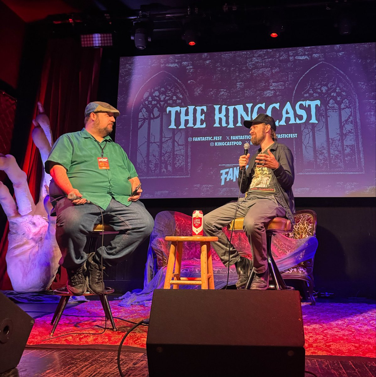 LionsgateHorror's tweet photo. #BewareBoiuna Director Mike P. Nelson takes the @Kingcast19! 

Episode coming ssssssooon. 🐍🎬 #FantasticFest https://t.co/ssRxLw2eMH