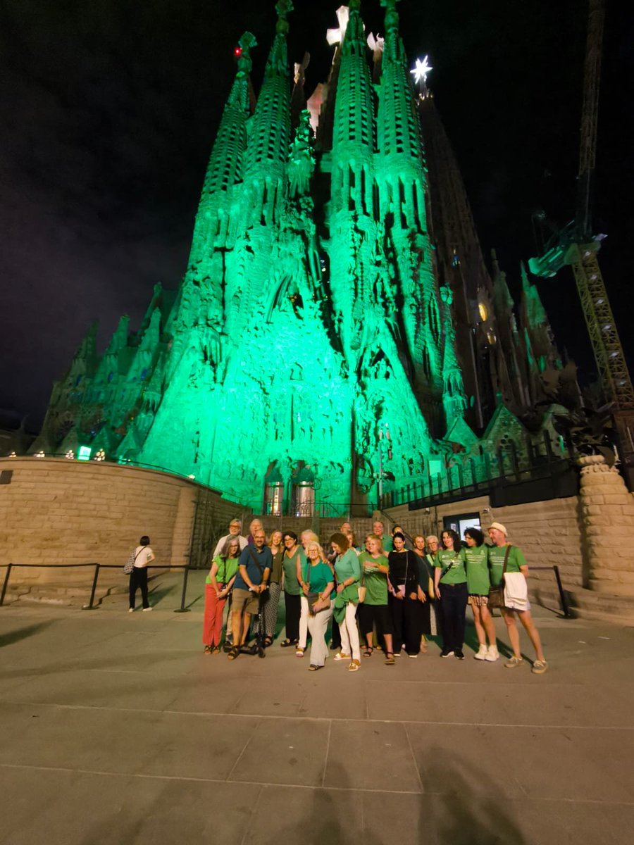 AEPMI's tweet photo. Sagrada familia solidaria con las #EnfermedadesMitocondriales #lightupformito #worldmitoweek #Barcelona 💚🌐🫂 https://t.co/S8h2cVpHeo