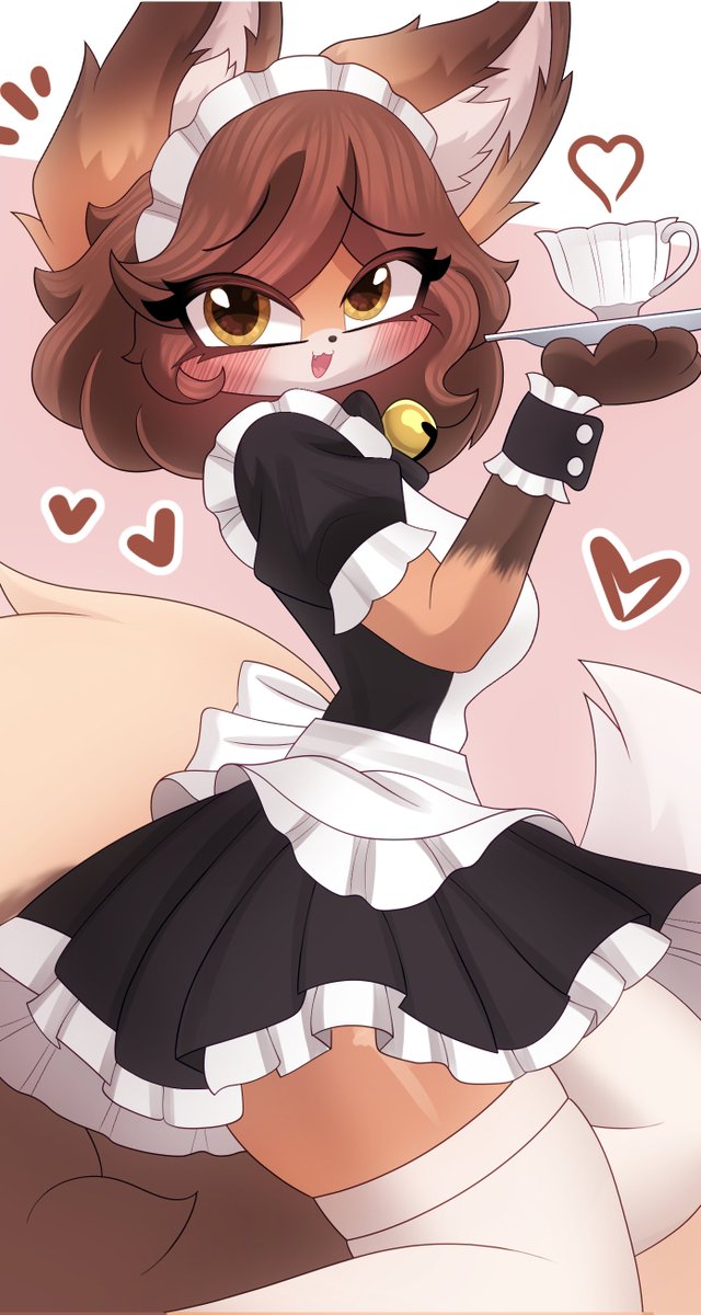Min_Catberry's tweet photo. Maid Vixen! 🤎🧡 https://t.co/QU9YH15fqq