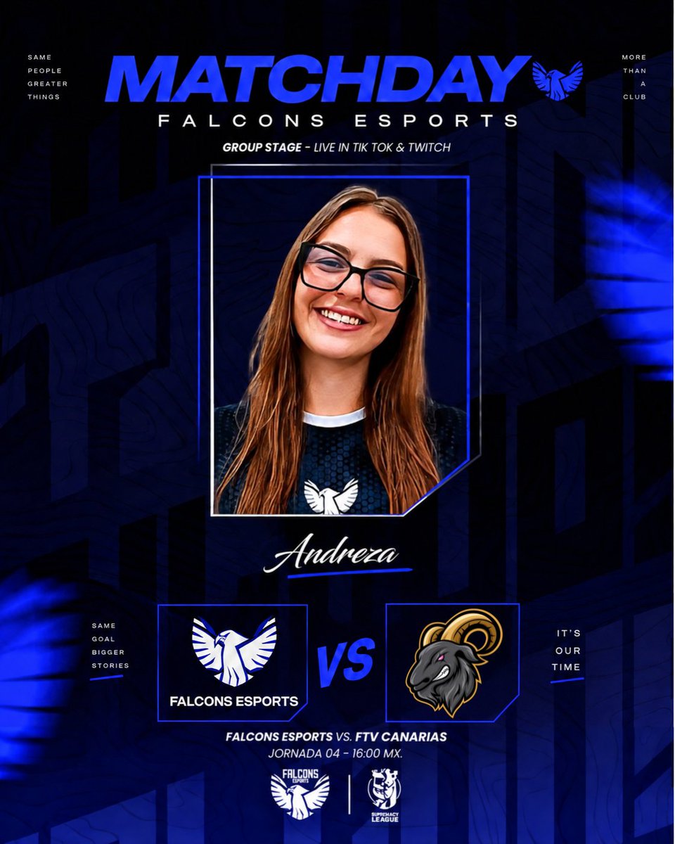 Falcons_CR's tweet photo. 🚨 ¡MATCHDAY! 🚨

JORNADA 04 
🏆: @CR_Supremacy MIXTED
🆚 @FtvCanarias
🕓 ¡AHORA!
📍 En directo por TikTok &amp; Twitch https://t.co/b8LPDHinlW