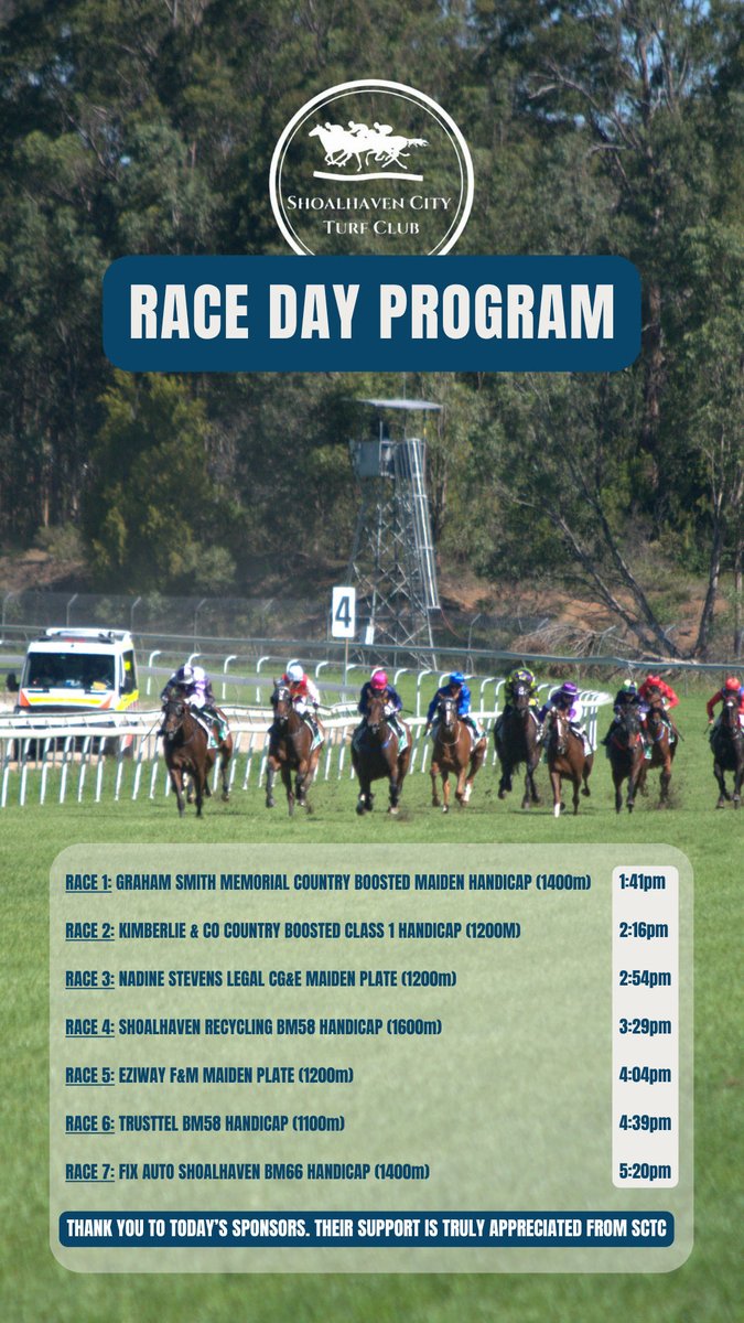 nowraraces's tweet photo. It’s Race Day 🐎☀️

#countryracing #nowraraces #visitshoalhaven https://t.co/s9Xgr3b2jL