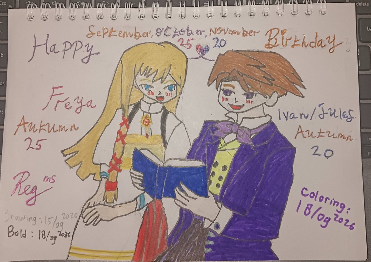 GM_GDM_SM's tweet photo. Selamat ulang tahun untuk Yuris-san dan Freya-san🥳🎉
Mereka adalah pasangan favoritku juga✨
Ini pertama kalinya aku bikin ilustrasi ulang tahun ganda cuma karena tanggal ulang tahun mereka berdekatan! Ku posting hari ini aja biar ga lupa!

#ユリス #フレイヤ #牧場物語 https://t.co/FZEykzbnsy