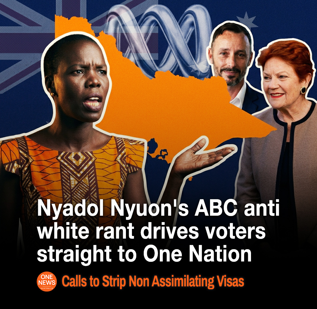 OneNewsAu's tweet photo. 🟠 FORMER ABC STAFF MEMBER NYADOL NYUON DEMANDED MEDIA STOP NAMING YOUTH CRIME DYNAMICS TO PROTECT MIGRANTS 🟠

Former ABC News Operation Assistant and panellist Nyadol Nyuon earns her living inside Australia's Anglo-Celtic legal inheritance, yet chose a national television platform to claim white Australian culture does not exist and declare she has no intention of assimilating into it.

The public reaction was immediate. Right-wing group Revive Australia proposed the Australian Allegiance Act to strip citizenship and deport dual-national migrants who publicly repudiate their citizenship pledge or refuse integration.

Fresh YouGov polling reveals 56% of Australian voters now believe multiculturalism is actively damaging social cohesion or never worked at all, while 42% of Labor's own voters admit multiculturalism is becoming a problem.

Nyuon's online attempt to defend her family background also unravelled under basic scrutiny. Parliamentary Hansard and Human Rights Watch reports confirm her father, SPLA commander William Nyuon Bany, recruited child soldiers as young as 11 and collaborated with Khartoum's Islamist regime during the exact years it hosted Osama bin Laden.

With RedBridge polling placing One Nation ahead of Ben Carroll's Victorian Labor government, and the Liberals desperately pulling every dirty trick in the book on One Nation just to stay afloat, is it all about to come crashing down? 

Handing the former ABC staffer a prime-time platform may go down as the moment the left-wing establishment delivered state election victory to Pauline Hanson and Warren Pickering.

Read the full investigation here: https://t.co/1nNcR8FD6w

🔴 NEW AUSTRALIAN CENSORSHIP LAWS: Labor is turning Australia into a country where government ministers decide what counts as harmful. Feeds can be shadow-banned, pages throttled, and accounts wiped, making it easier than ever to block independent news. Don't miss what really happened, our daily newsletter is FREE, or go paid to help us keep fighting: https://t.co/hKPEgvdZ8H

Follow us on Facebook here: https://t.co/R5KMnZBDf5

Subscribe for FREE on our YouTube channel https://t.co/O5TSWzqnrf to watch the stories the feeds won't show you.