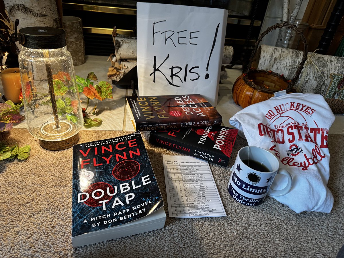 KLHDesigns's tweet photo. Getting out some fall decorations and preparing for @VinceFlynncom #DoubleTap signing with @bentleydonb on Monday 💪🏻
#FreeKris
@ThrillerPodcast 
@AtriaMysteryBus https://t.co/8AZ551TG3e