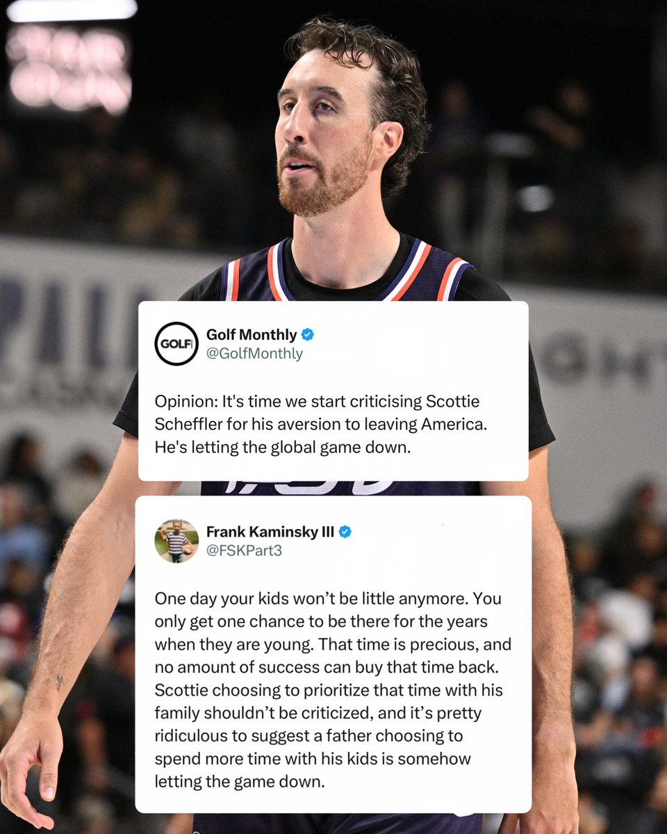 ForePlayPod's tweet photo. Frank Kaminsky III gets it.
#GolfDad

He defended Scottie Scheffler after Scottie was criticized for not playing many non-U.S. events ⤵️ https://t.co/wchFitGcwR