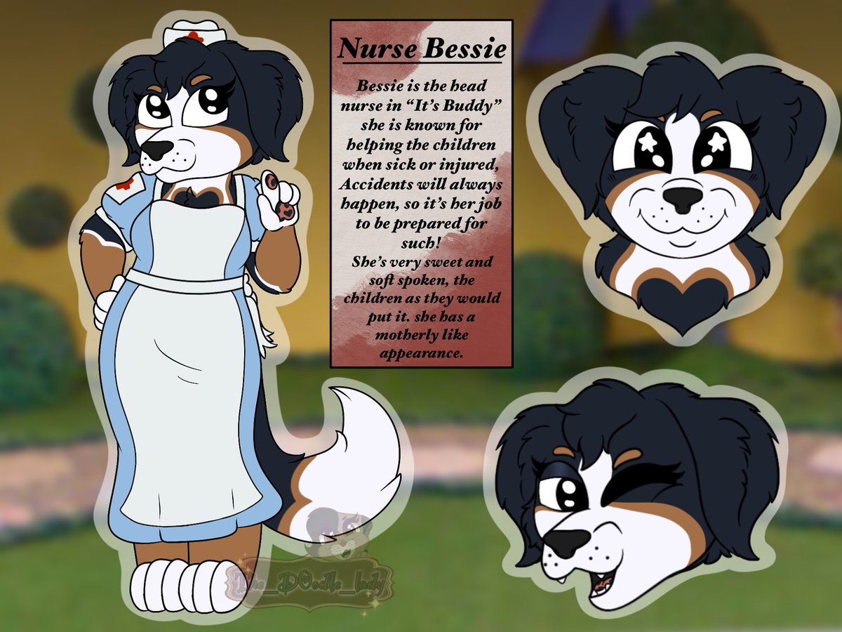 TheD0odleLady's tweet photo. I Fell Down The Rabbit Hole And Made A Buddy Oc 👀 Meet Nurse Bessie The Bernese Mountain Dog 🐕 

#buddy #buddytheunicorn #buddymovie #artist #buddytheunicornoc https://t.co/6I7nZcc0Ld