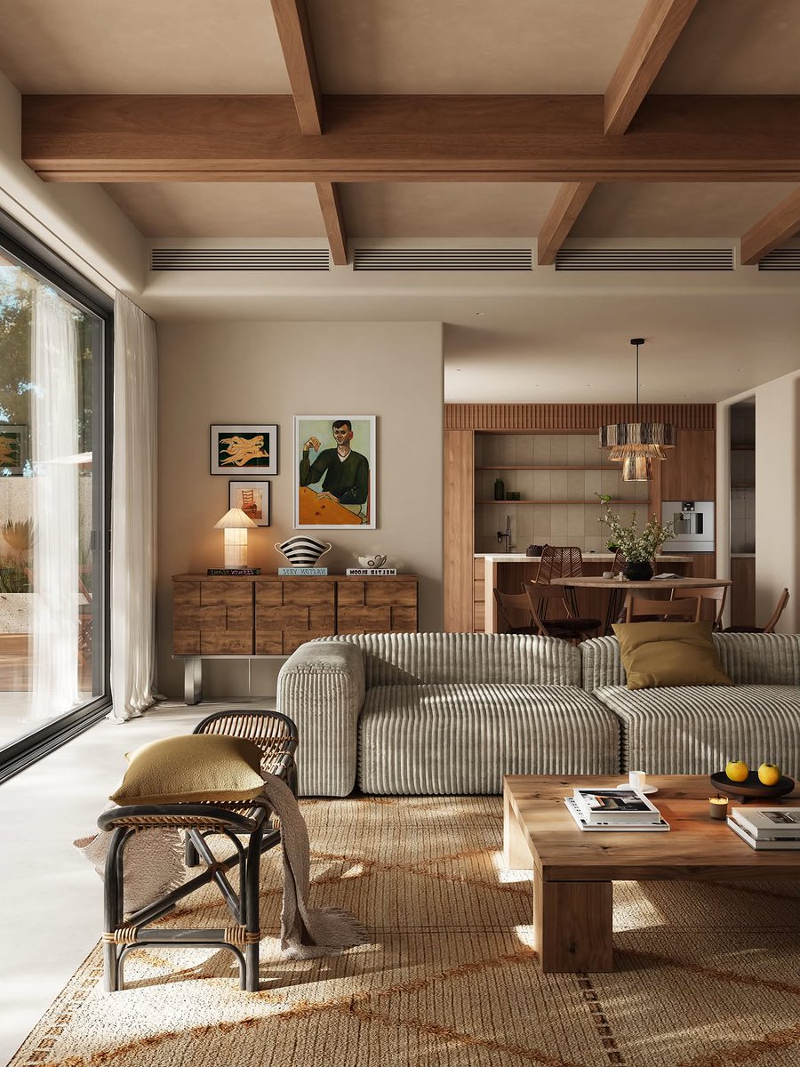 aurearch's tweet photo. Absolutely in love with the spaciousness and elegance of the transition flowing from the open-plan living room layout out to that sunny terrace. https://t.co/wYBtTwQsKK
