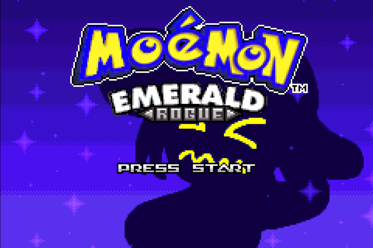 MoemonProject's tweet photo. Hello Twitter!

We have another game for you - Moemon Emerald Rogue!
A spriteswap for Emerald Rogue EX, a GBA hack that turns Emerald into a roguelike run-based adventure!

Includes:
- Gen 1-9 Moemon with Regionals, megas, GMAX and Tera
- Randomly generated routes and gyms every run
- Persistent hub town you upgrade
- Difficulty and rule toggles to tune each run
- Boosted shiny rate 
- National Dex viewer
- Unlockable trainers, items and post-game content
-Much more!